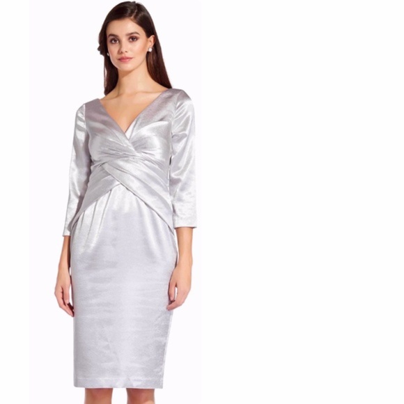 Adrianna Papell Satin Twist-Front Cocktail Dress - Picture 1 of 1